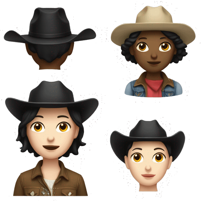 pale skin girl with short black hair with a cowboy hat emoji