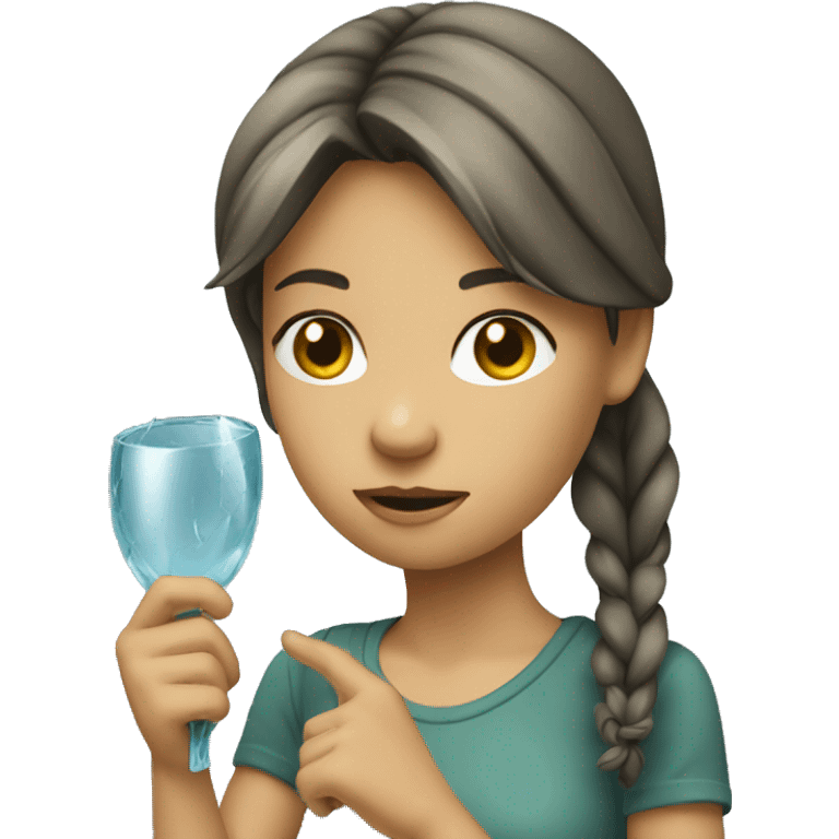 A girl fixing a broken glass emoji