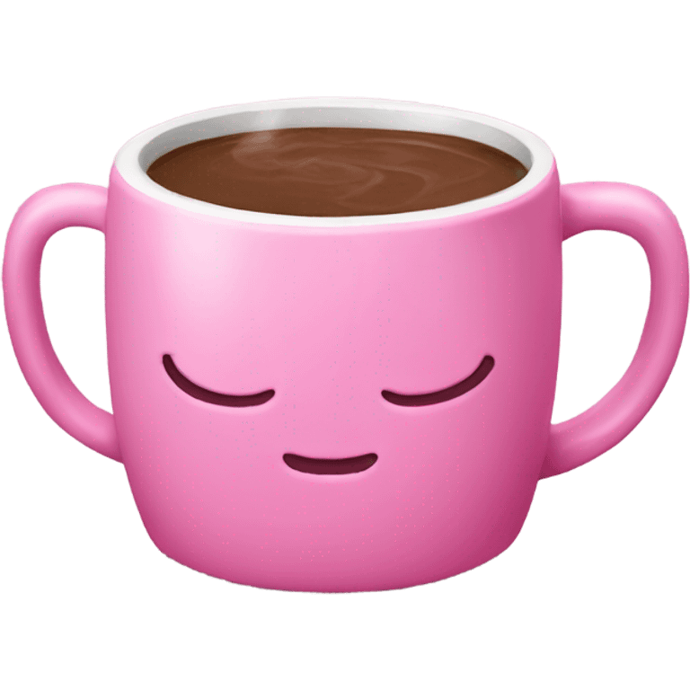 pink mug with hot chocolate emoji