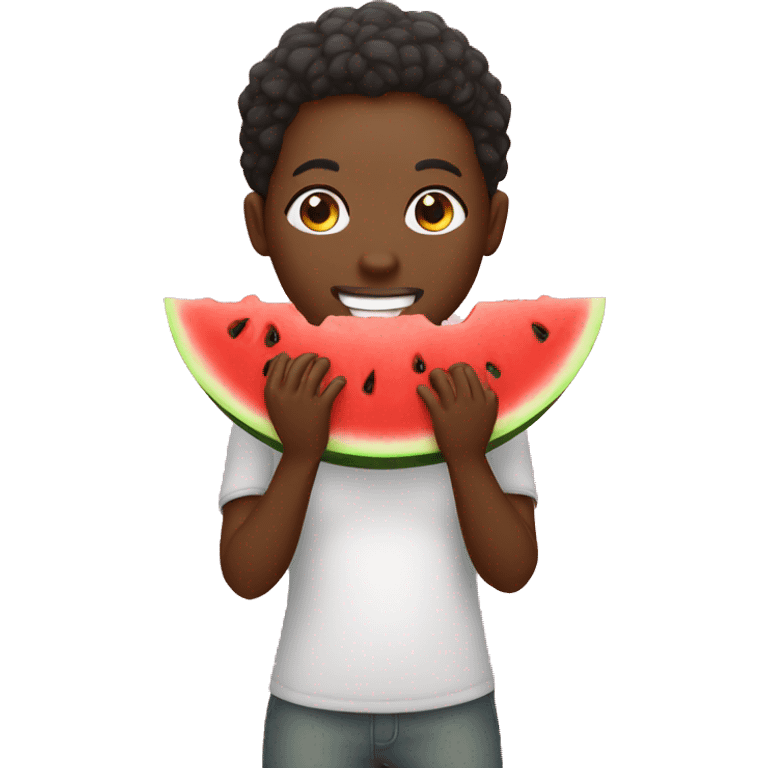 African eating watermelon emoji