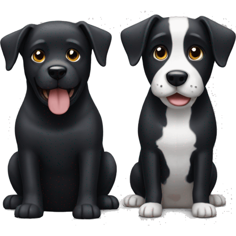 Cute black dog and white dog facing the screen emoji