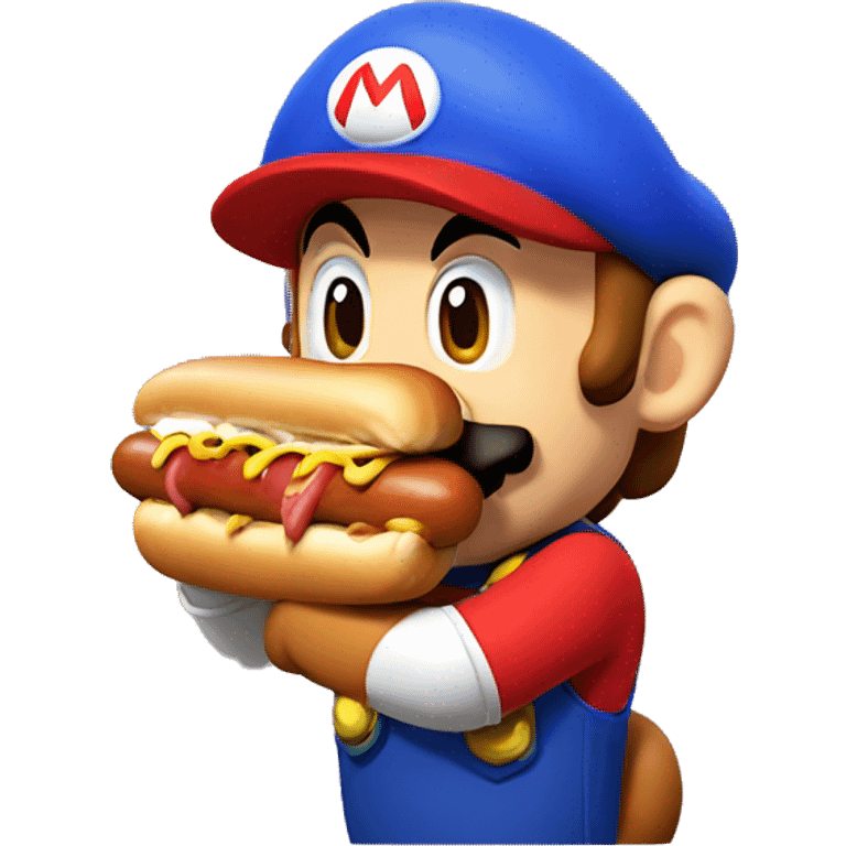 Mario Bros eating hot dog emoji