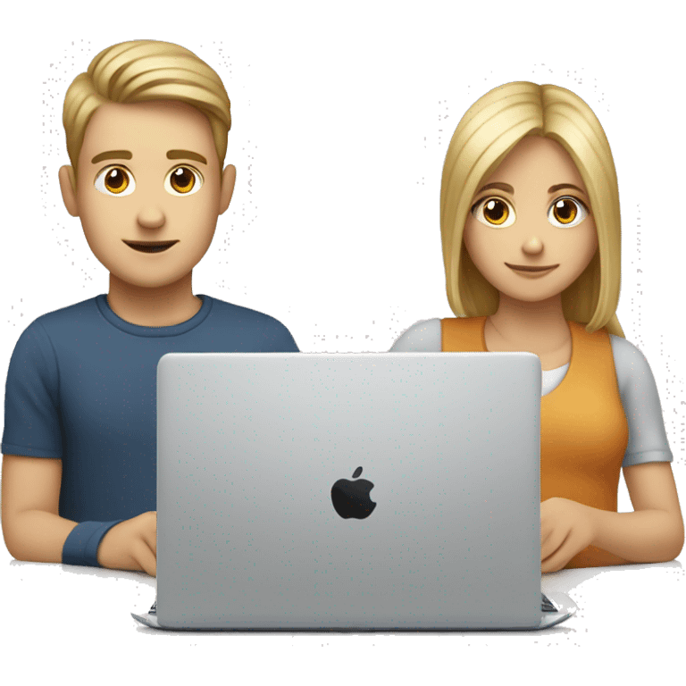 white boy and girl behind laptop emoji