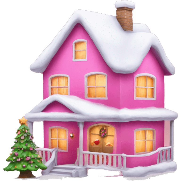 Pink christmass house emoji