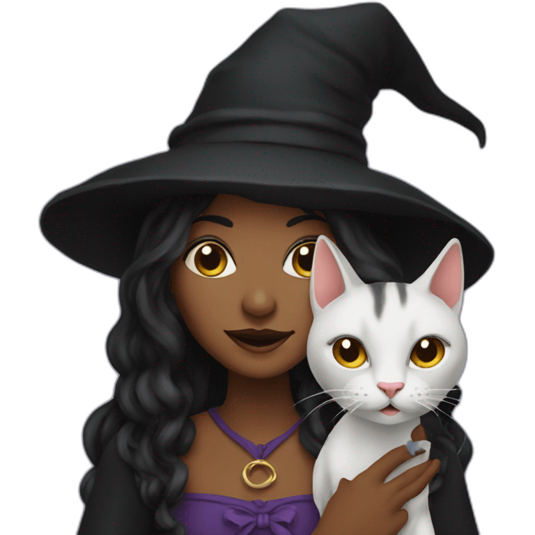 Witch with cat emoji