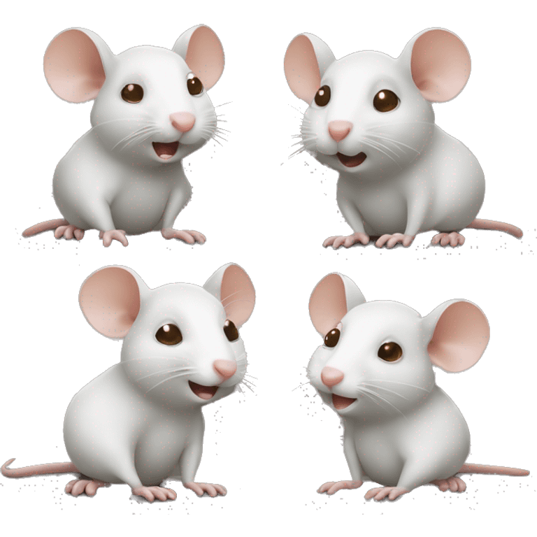 one white rat one grey rat and one brown rat gossiping emoji