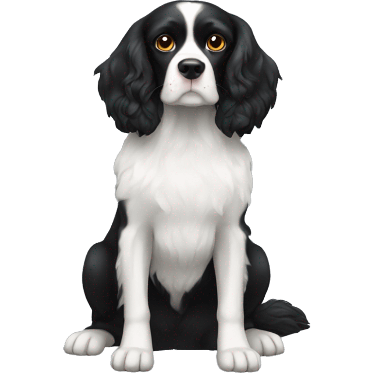 Small completely black king spaniel with white on chest emoji