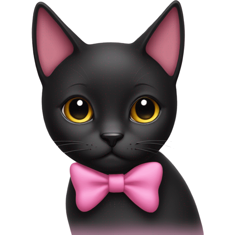 black cat with pink bow emoji