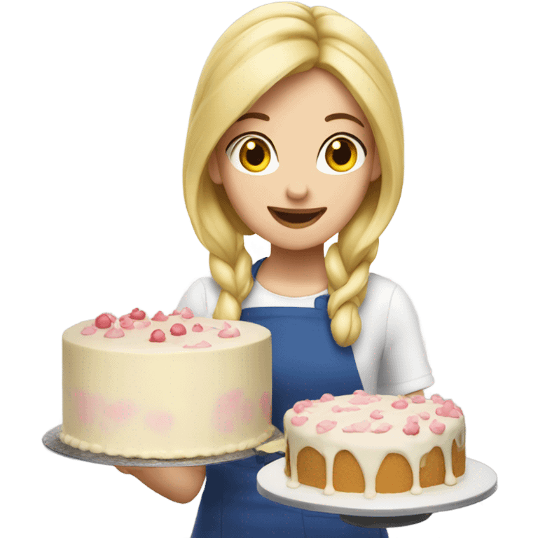 Blonde girl making cake emoji