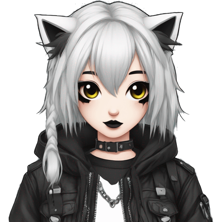 Edgy Kawaii Cute Cool Cartoon Anime Punk Techwear Gothic Catgirl emoji