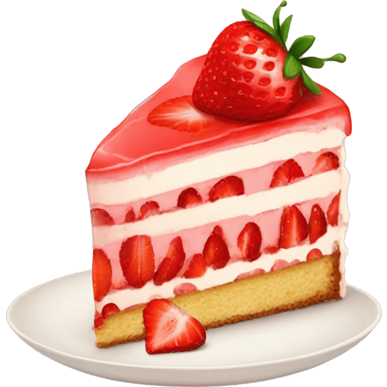 high quality slice of strawberry cake with no dish emoji