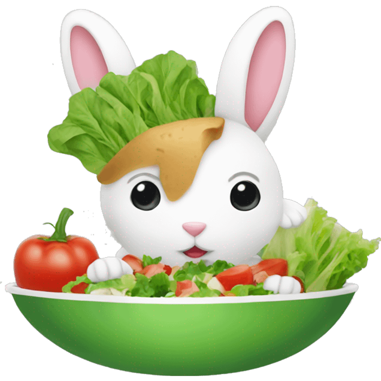 Bunny eating delicious salad emoji