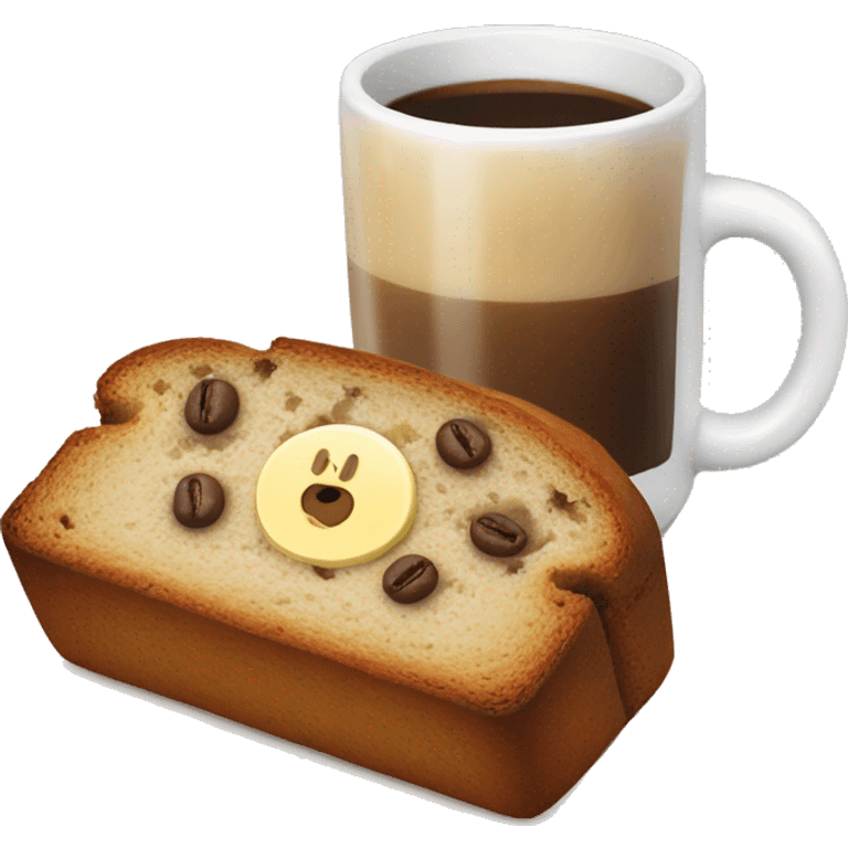 cute banana bread with coffe emoji