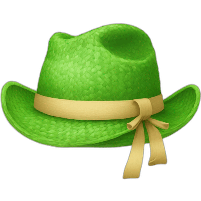 Straw hat with green lint emoji