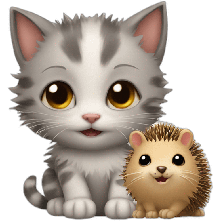 kitten and hedgehog emoji