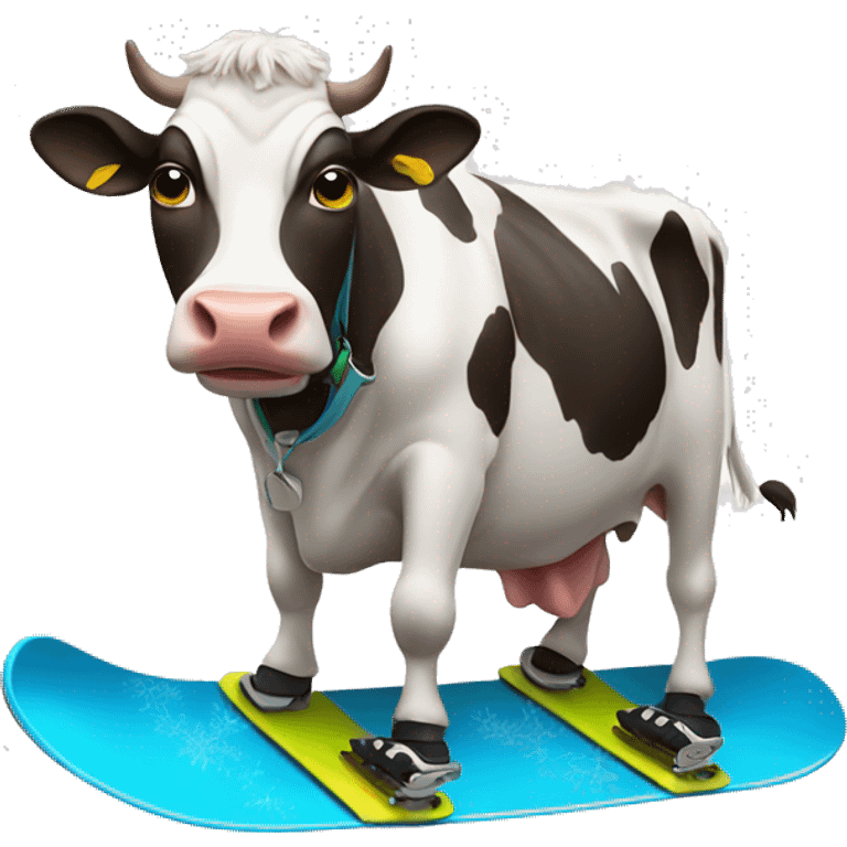 Cow on snowboard emoji