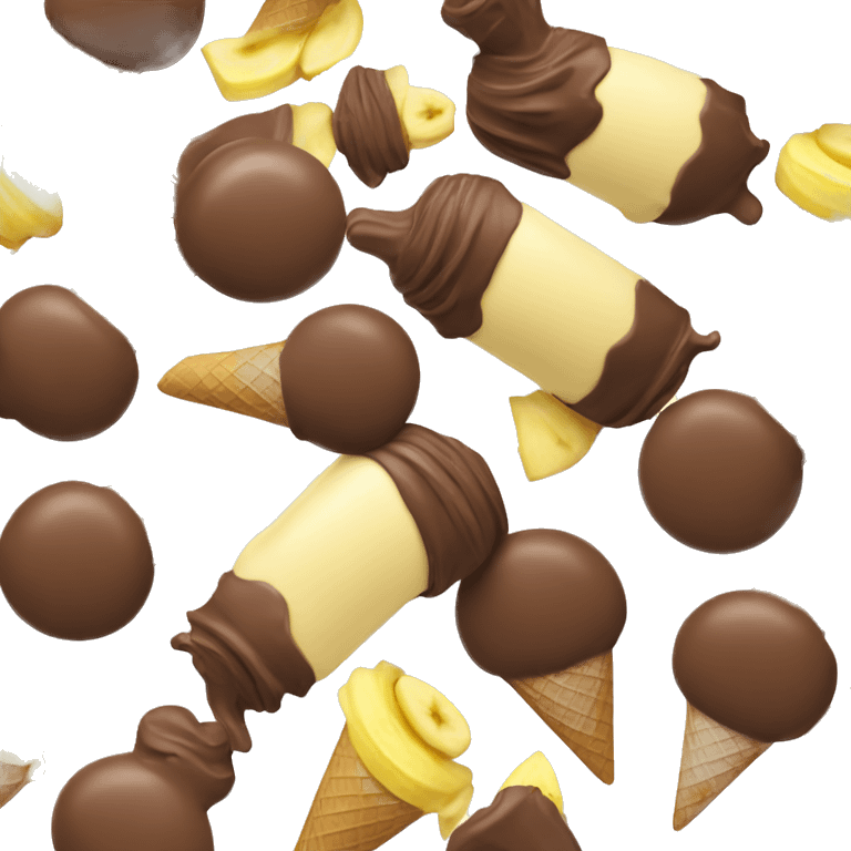 chocolate ice cream with banana emoji