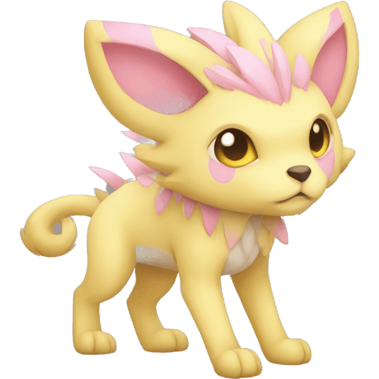 Cute cool beige yellow pink animal hybrid Fakemon full body emoji