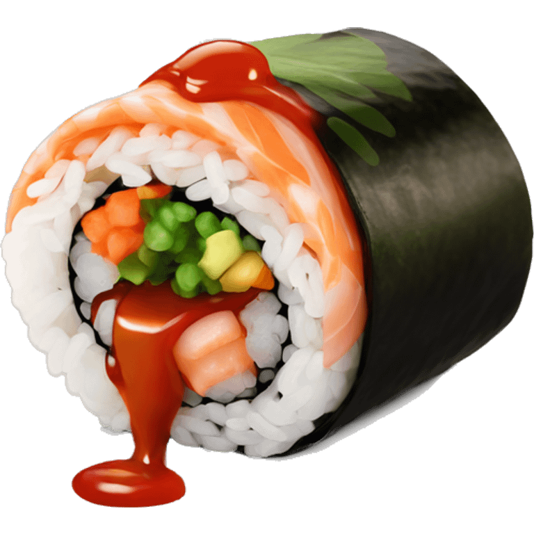 sushi handroll with sauce dripping emoji