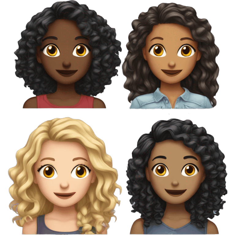 Friends group of five beautiful girls no blonds emoji