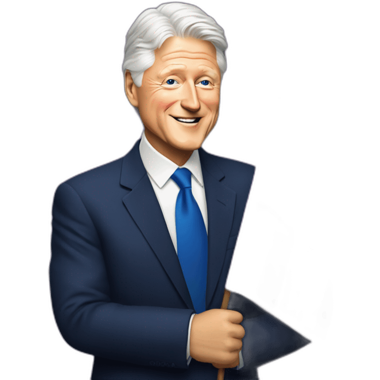 bill clinton holding bisexual pride flag emoji