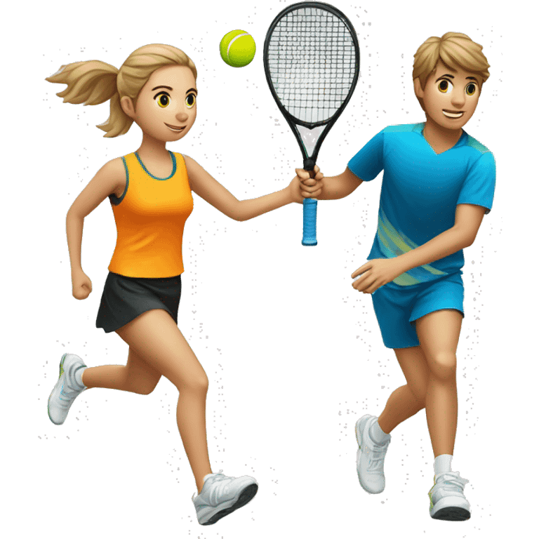 boy padel tennis player and girl runner emoji