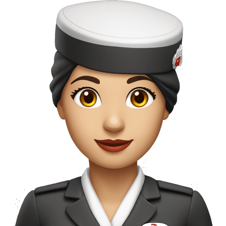 Emirates Airlines Flight Attendant with red cabin crew hat and white scarf emoji