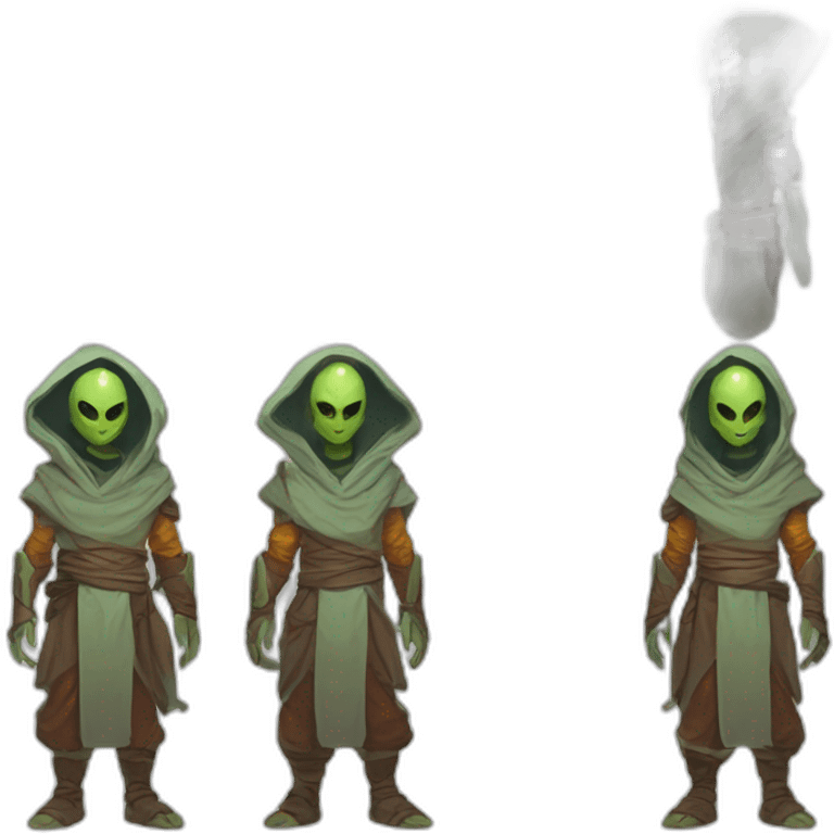 alien monk futuristic roguelike rpg style inspired by slay thee spire emoji