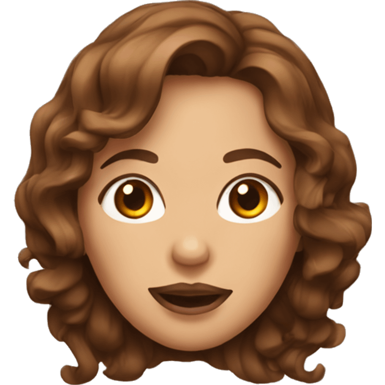 Woman with wavy brown hair sticking tongue out emoji