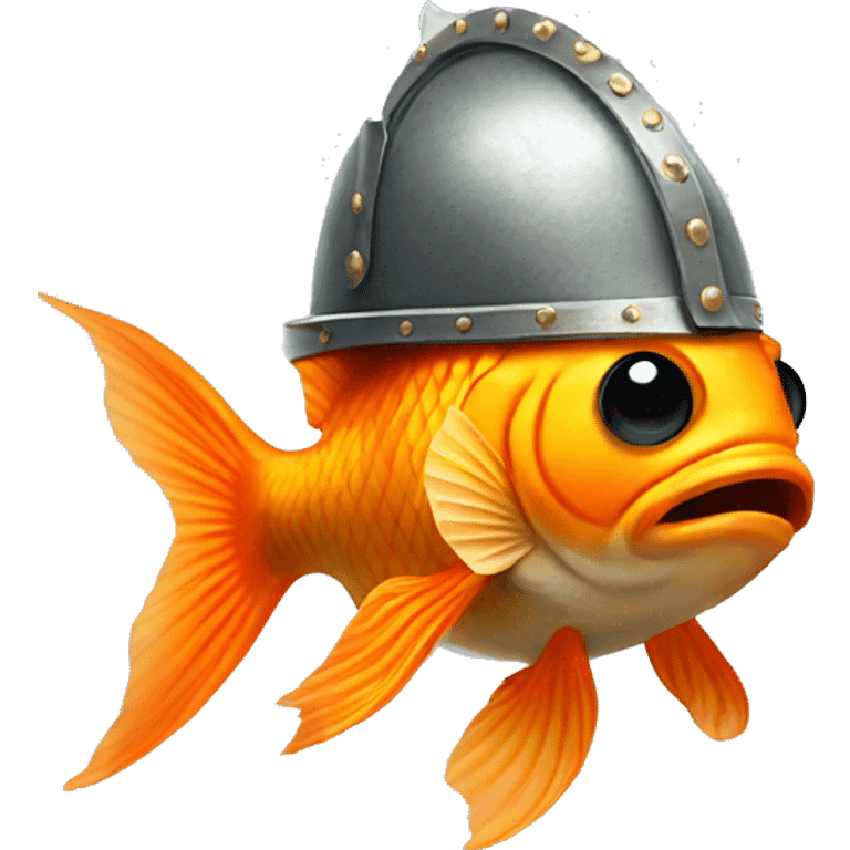 Goldfish wearing Viking helmet emoji