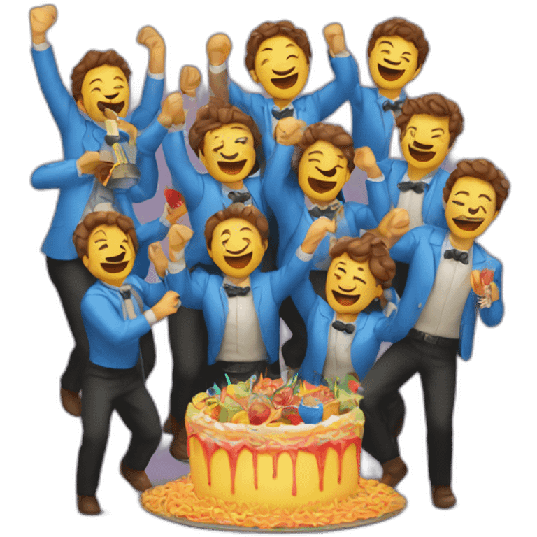 Conjunto de amigos celebrando una fiesta emoji