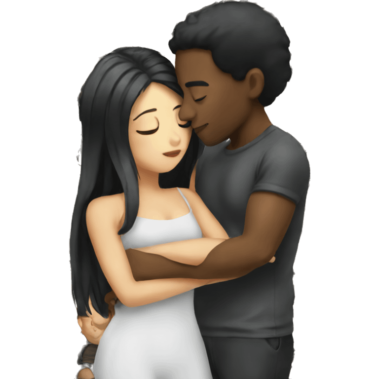 girl with black hair kissing black guy emoji