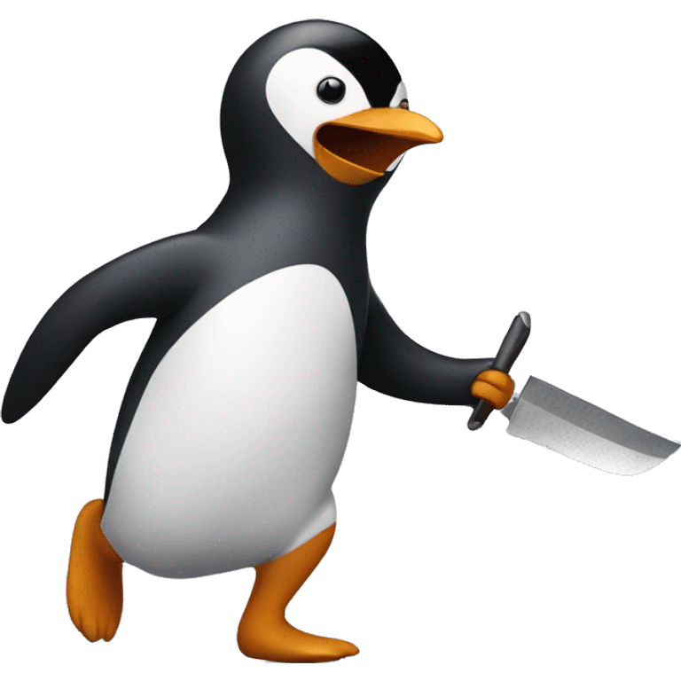 penguin running while holding machete  emoji