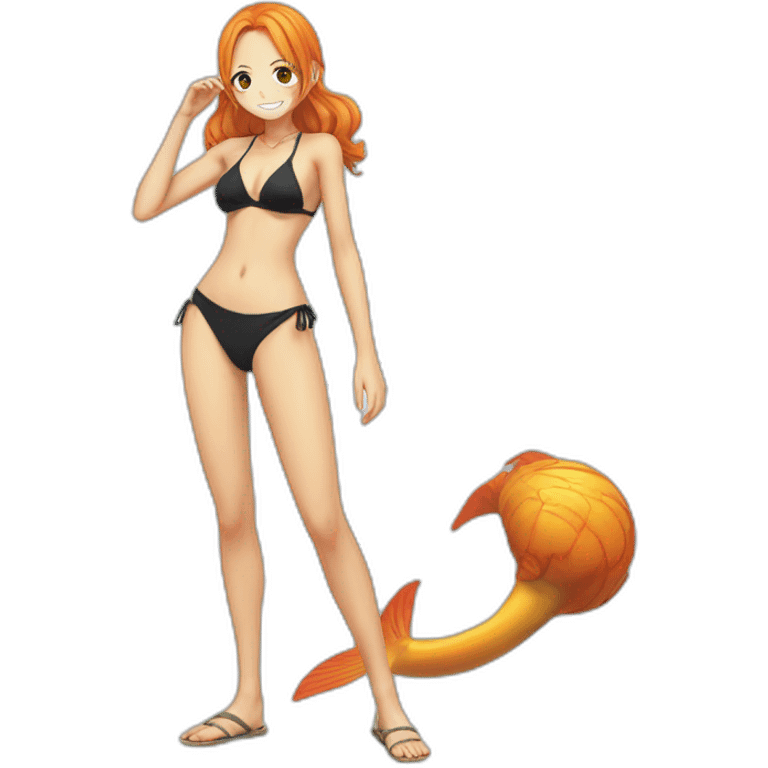 Nami from One Piece full body and swimsuit emoji