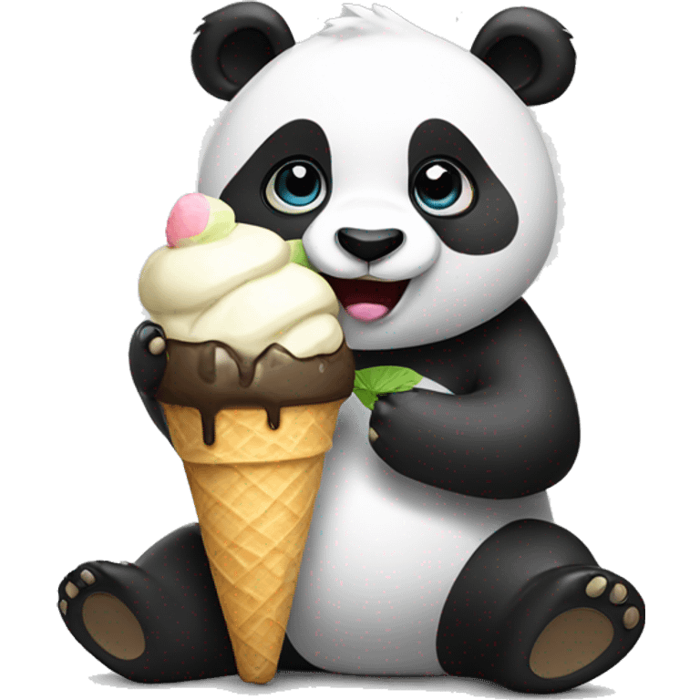 Panda with ice cream emoji