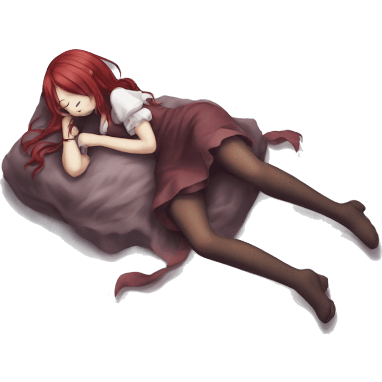 full body sleeping on floor Rias Gremory anime style art emoji