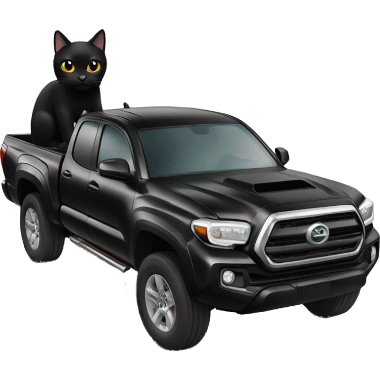 Black cat driving a Tacoma truck  emoji