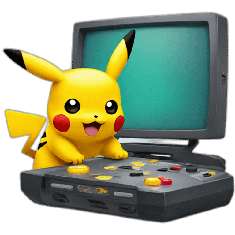 Pikachu playing vidéos games emoji