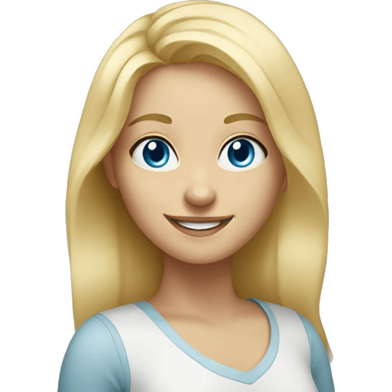 blonde girl smiling portrait blue eyes emoji