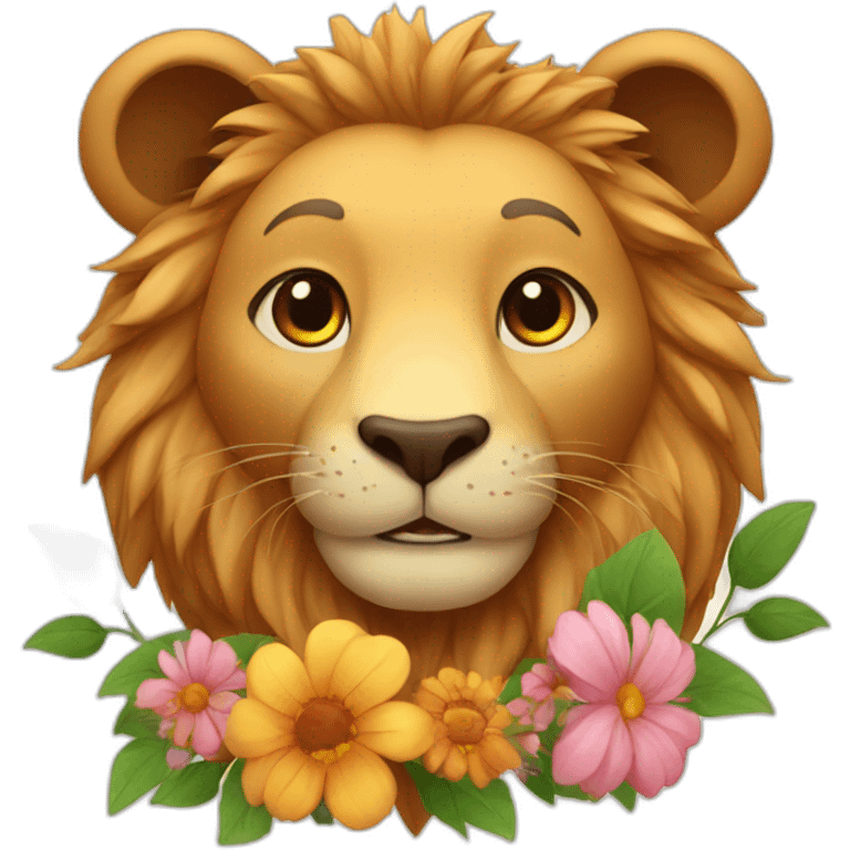 Lion bear with flowers emoji