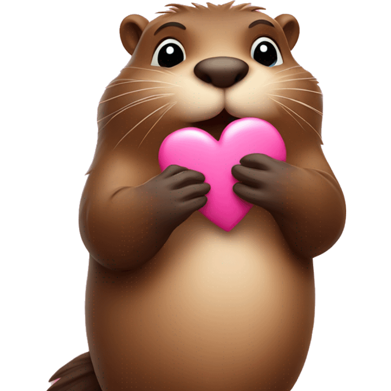 Beaver sending an air kiss with pink hearts  emoji