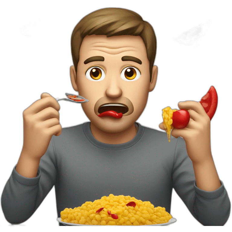 Man eating a red angry emoji emoji