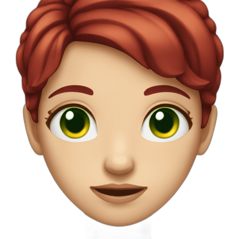 woman with burgundy hair and green eyes is crying emoji