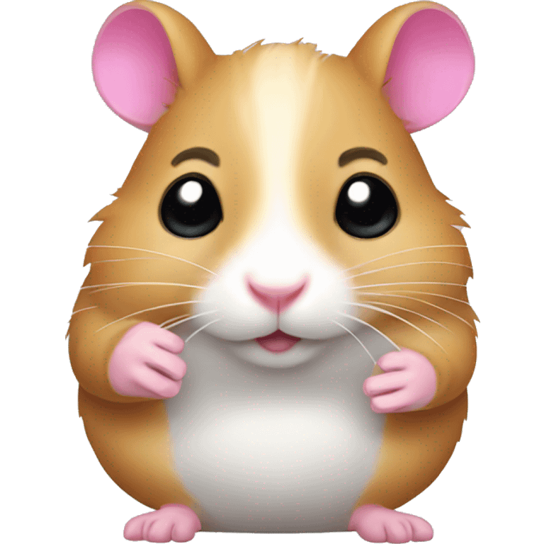 A hamster with a pink manicure emoji