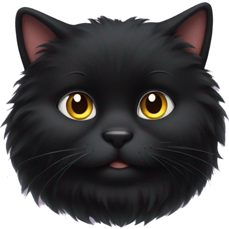 cute fluffy chubby black cat emoji