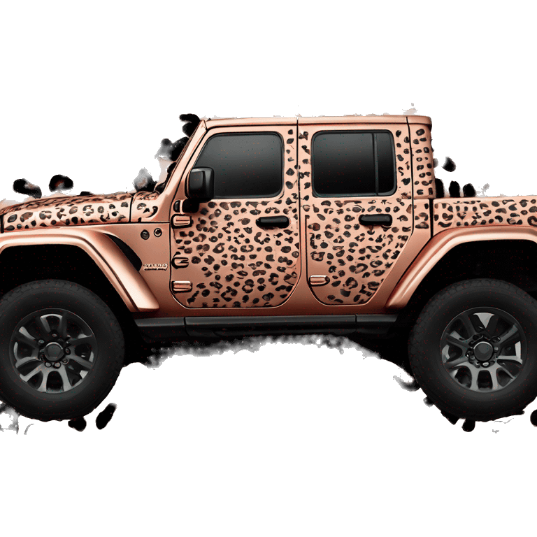 Realistic rose gold leopard print pattern Jeep Gladiator truck. emoji