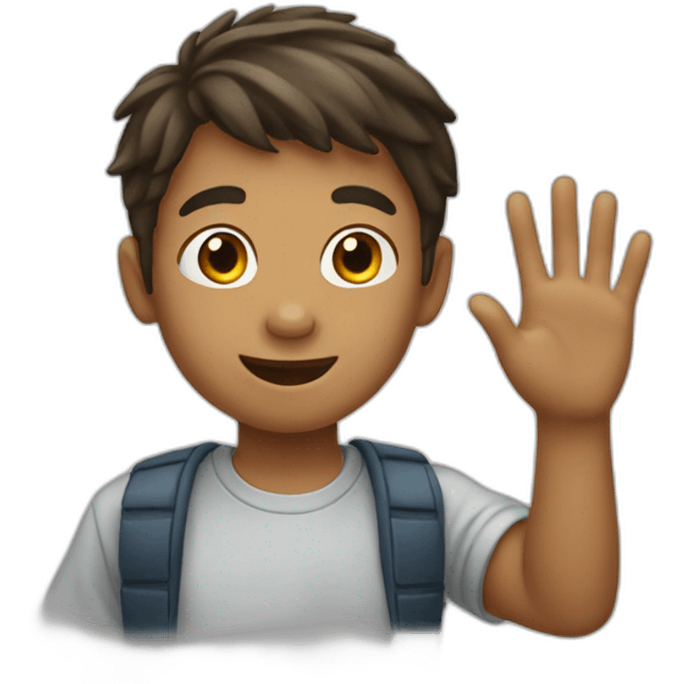 boy waving hand emoji