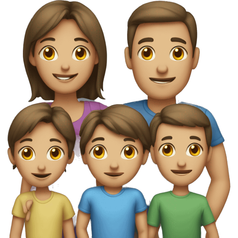 mom, dad, three boys, two girls emoji