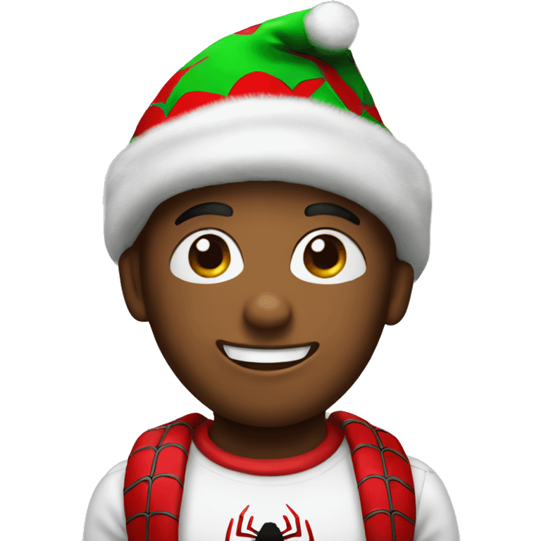 Spiderman wearing Christmas hat emoji