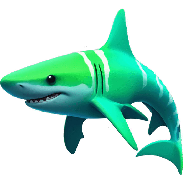 Fluorescent green colored hammerhead shark with blue zebra stripes  emoji